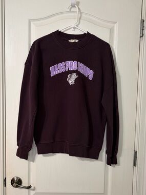 Bass Pro Shops Dark Plum Crewneck with Lavender Logo